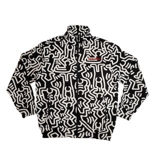 H&M Keith Haring Printed Track Jacket Mens M Medium HM white black NEW popart 90